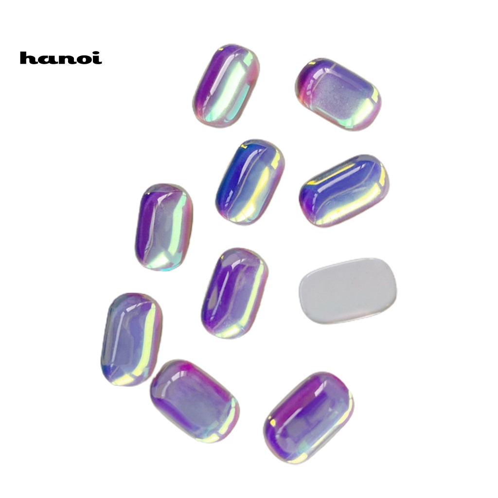 Han_ 10Pcs / Set Ornamen Kristal Imitasi Multiwarna Untuk Dekorasi Nail Art