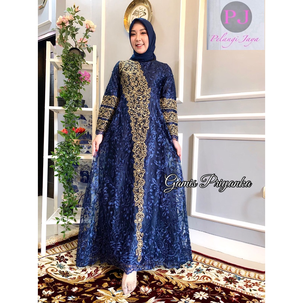 Kadai.baju / Gamis priyanka dress / Gamis pesta brukat / Gamis wisuda dan pernikahan Size M L XL XXL