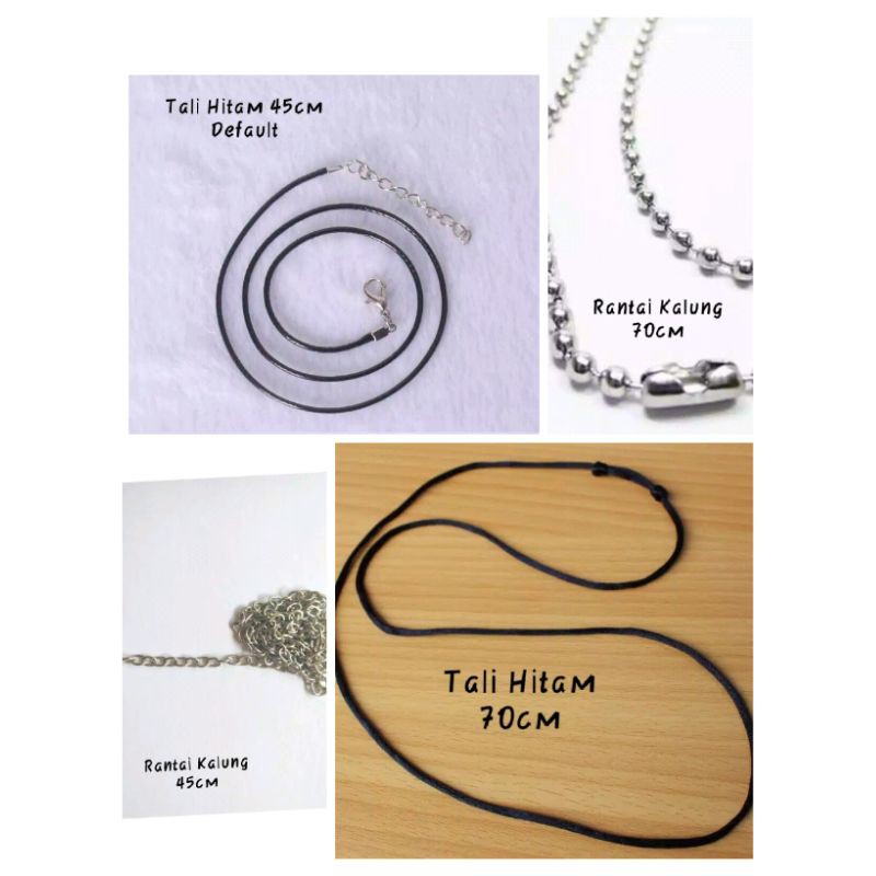 Tambahan Tali Kalung, Tali Hitam / Rantai (45cm / 70cm)