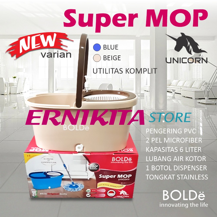 Alat Pel Super MOP BOLDe Unicorn - Botol Sabun + Drainase