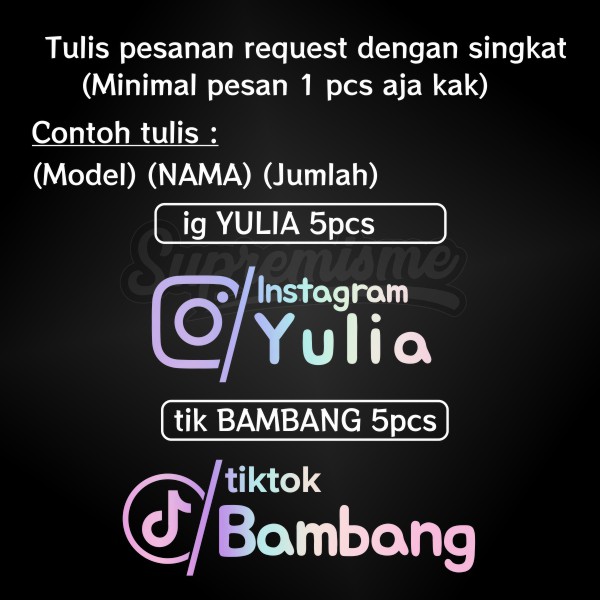 Stiker Hologram Custom Nama Sticker Sosmed Instagram Tiktok Premium Holographic (Langsung Jadi)