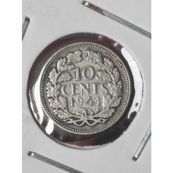 koin perak kuno belanda 10 cent 1941 ailver