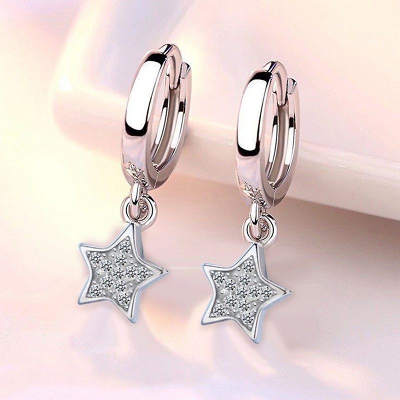 Hot Sale 925 Sterling Silver Luminous Zircon Star Stud Earrings For Women