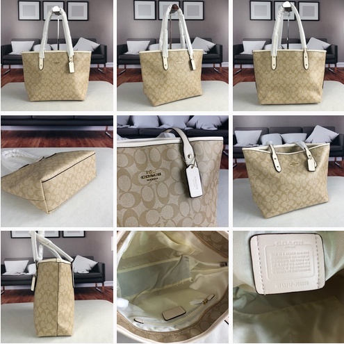 [Instant/Same Day] Coach 58292 Canvas leather tote bag for ladies with one shoulder bag  gwd