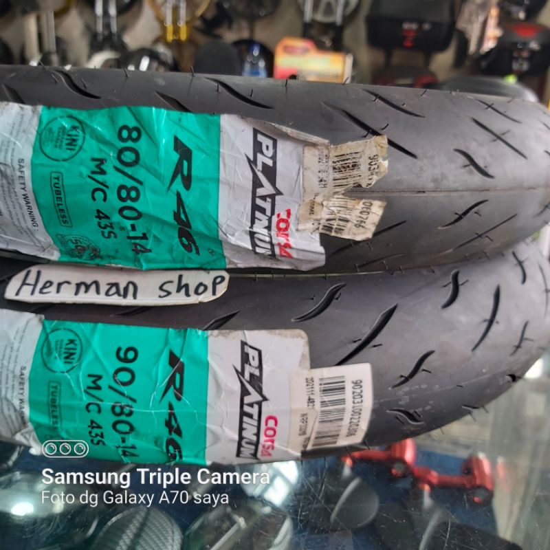 paket Ban corsa R46 80/80-14 + 90/80-14 -- Paket ban corsa 80/80-14 + 90/80-14 R46 compound tubeless