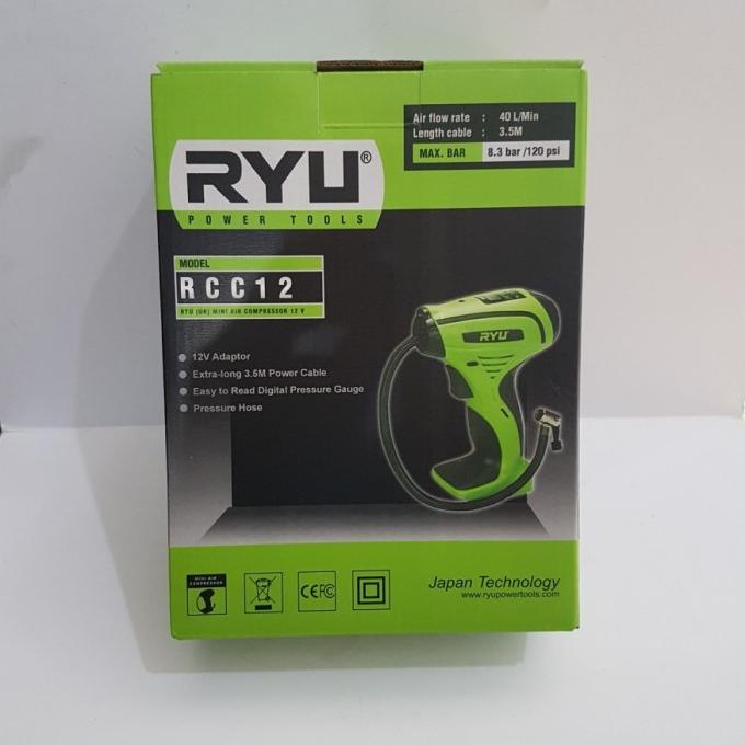 Ryu Tekiro - Mini Air Compressor 12V DC Pompa Ban 12 v - RCC12