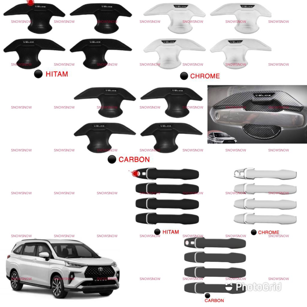 Paket Outer Handle Cover Avanza Xenia Veloz 2021 2022 UP Hitam Chrome Carbon