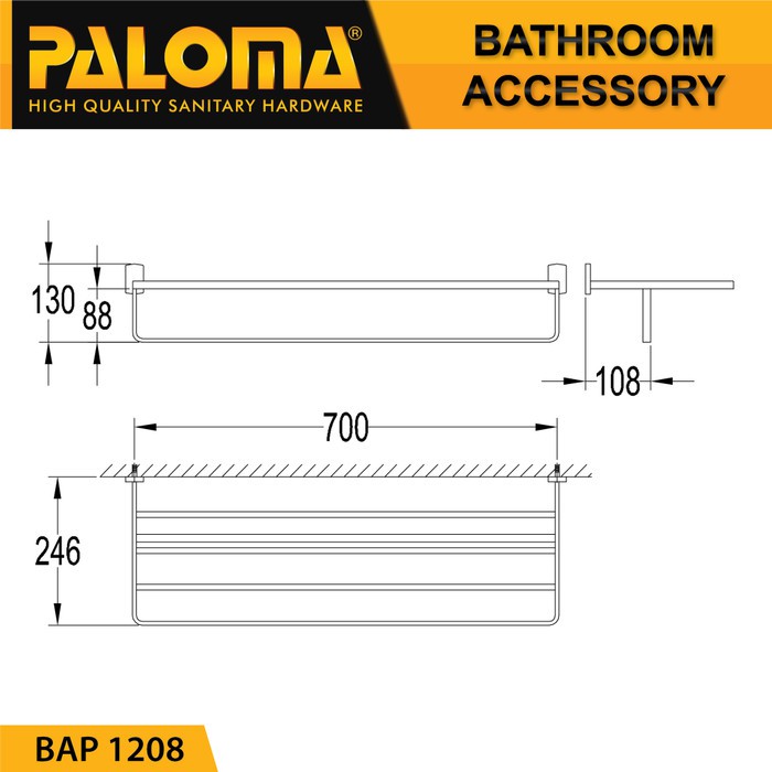 PALOMA BAP 1208 Rak Handuk Baju Gantungan Hanger Dinding Kamar Mandi