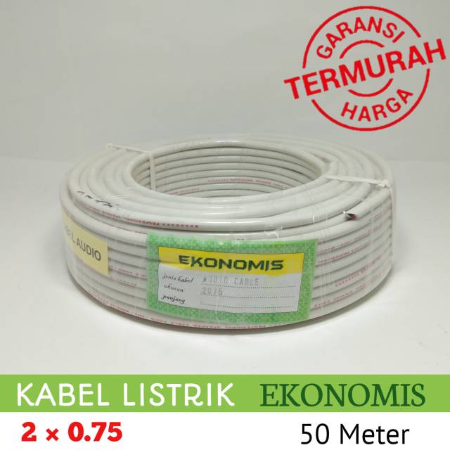 Kabel Listrik Ekonomis HYO 2×0.75 - Kabel isi Serabut 50 Yard