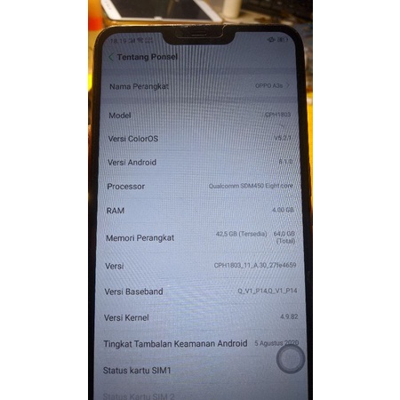 Hp Oppo A3s Ram 4/64 Normal. Siap pakai