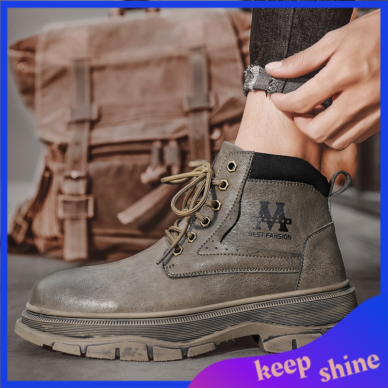 Sepatu Boots Pria Kulit Import New Martin Boots Men Leather Autumn Winter Casual Shoes Motorcycle La