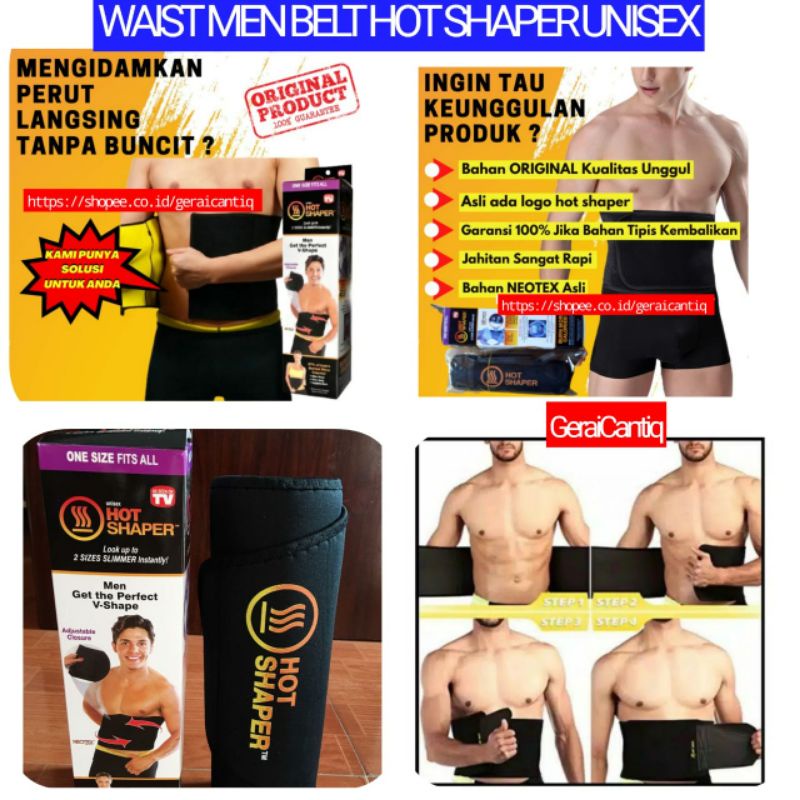 HOT SHAPER WAIST MEN BELT UNISEX KORSET PEREKAT PEMBAKAR LEMAK PENGECIL PERUT BUNCIT ORIGINAL