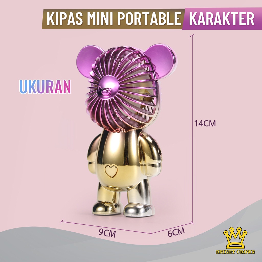 [ BISA COD ]Kipas Angin Beruang Bearbick Mini Portable Bisa Cas Dengan 3 Mode Kecepatan Kipas