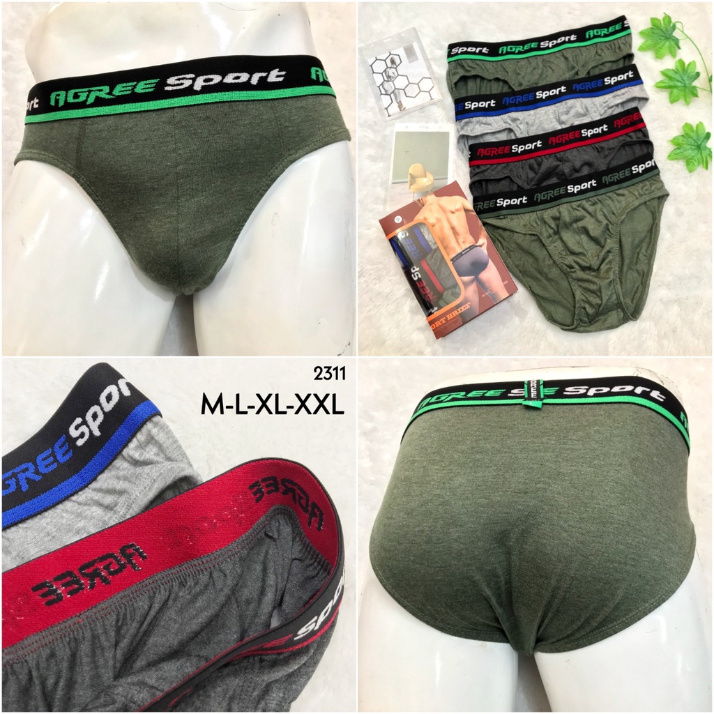 CD Pria Dewasa Agree M, L, XL, XXL, 4L, 5L, 6L/Celana Dalam Cowok Sempak/Brief Katun Polos Adem Lemb