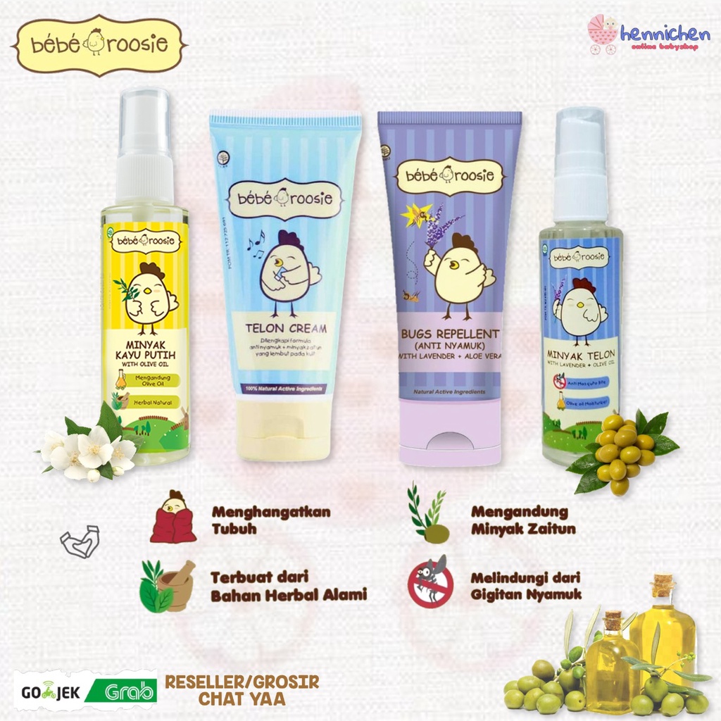 TERLENGKAP Bebe Roosie Telon Cream 60gr Kuning / Ungu / Spray