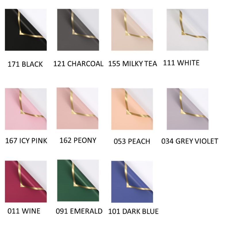 

20 LEMBAR CELLO SOLID GOLD FRAME / Kertas Buket bunga Cellophane / 20 Lembar Cellophane Solid gold frame Free packing Terlaris