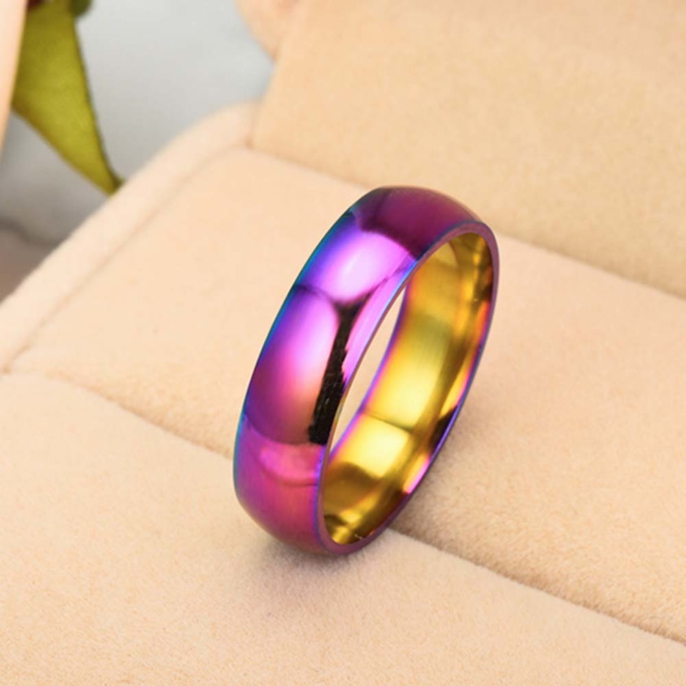 Hu Hu Hu Hu Hu Alat Bantu Pasang Kacamata♡ Cincin Pasangan Bahan Stainless Steel Warna Pelangi Untuk Hadiah Pernikahan