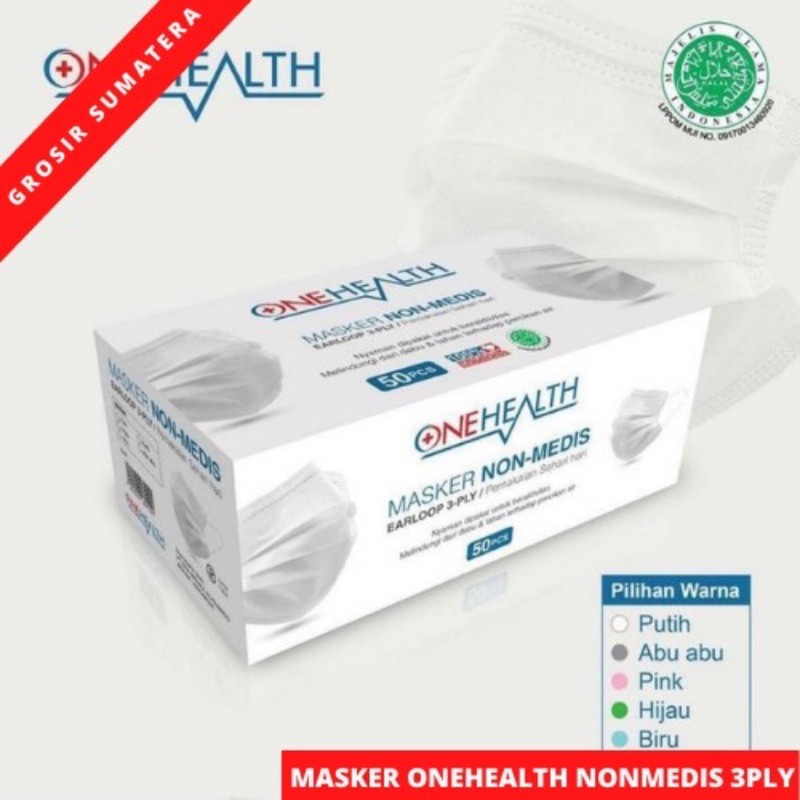 MASKER NON MEDIS 3PLY ONEHEALTH 1BOX 50PCS Masker disposable