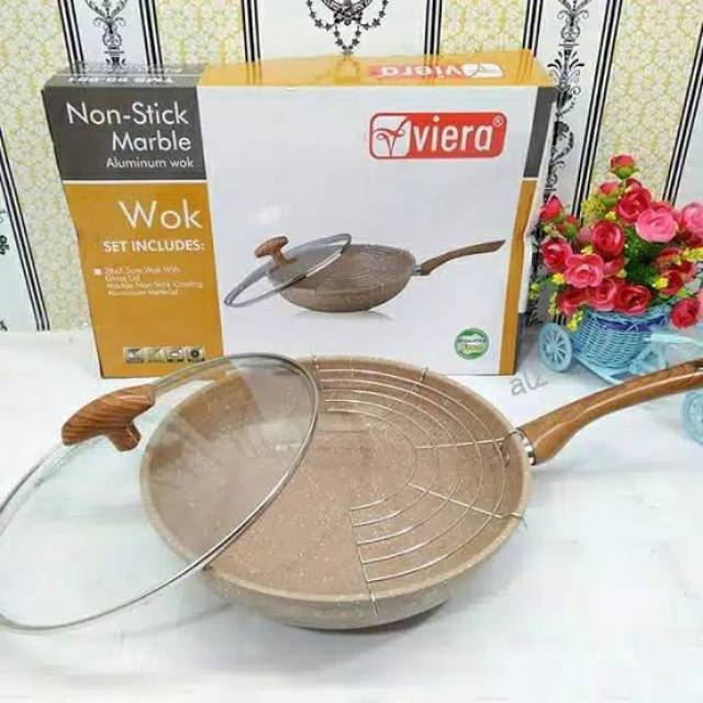 Wok viera 28cm penggorengan anti lengket wok anti oengket