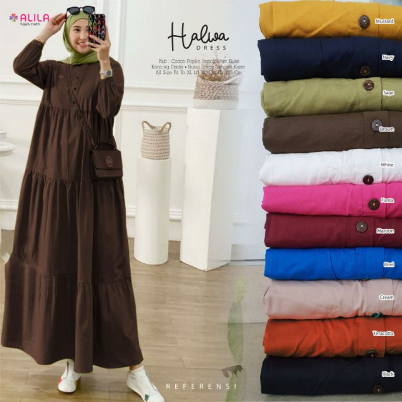Dress Wanita Terbaru - Halwa Dress Poplin Import Berlabel Alila