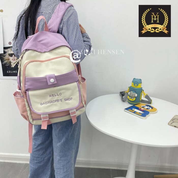 Tas Ransel Wanita Korea Fashion Backpack Wanita Tas Sekolah Anak Cewek - Ungu