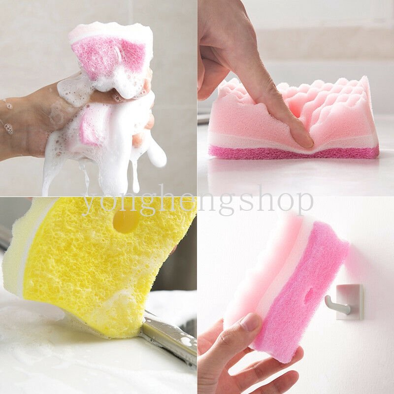 4 Pcs / set Spons Pembersih Cuci Piring Bentuk S Penyerap Air Untuk Dapur