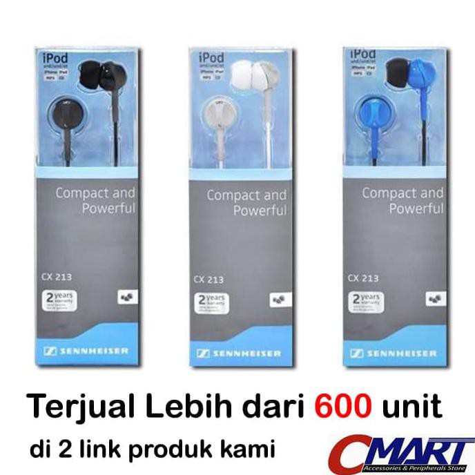 SENNHEISER CX213 : STEREO EARPHONE CX 213 - HITAM