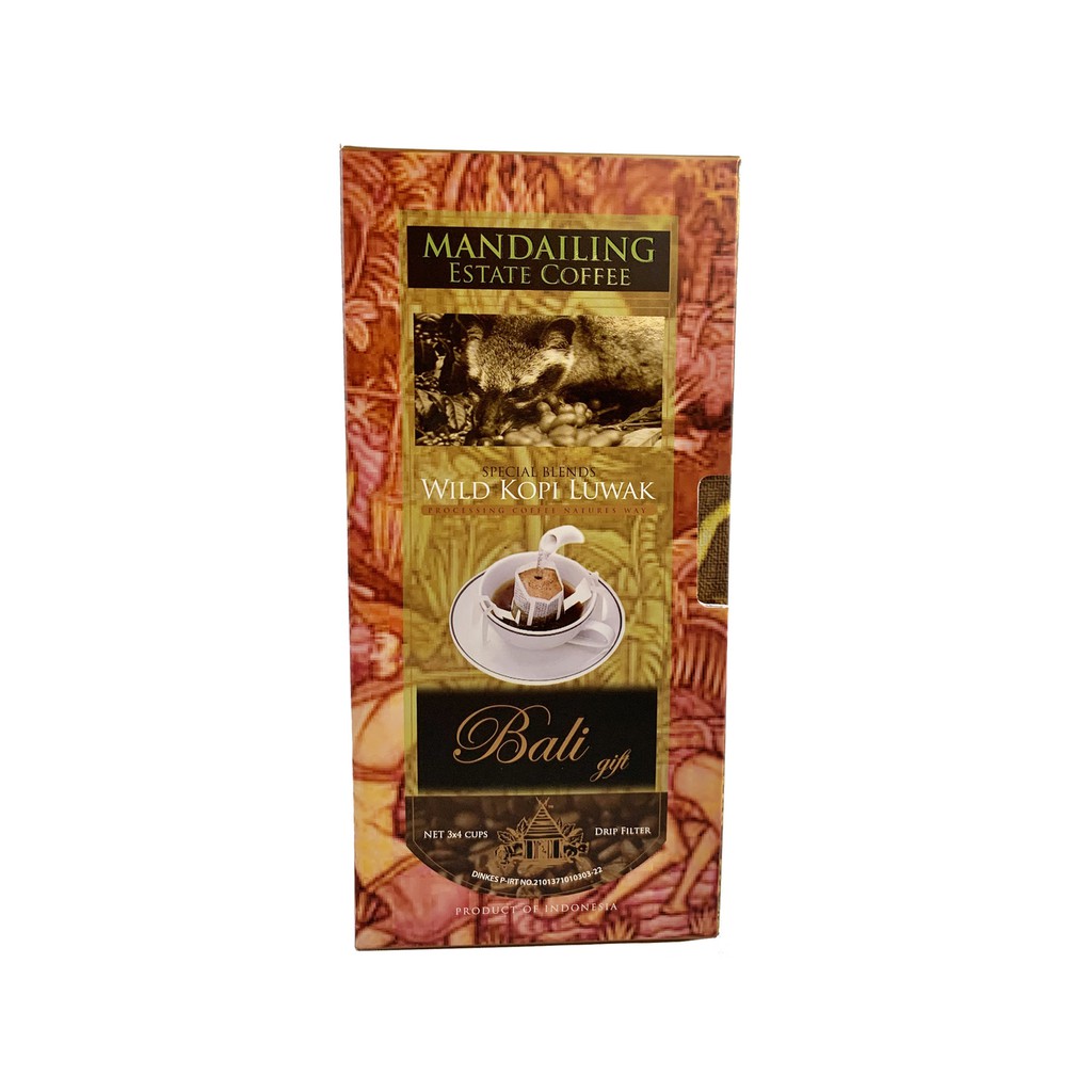 

Mandailing Estate Coffee Luwak Blends Bali Gift - 3x4cups Drip Filter