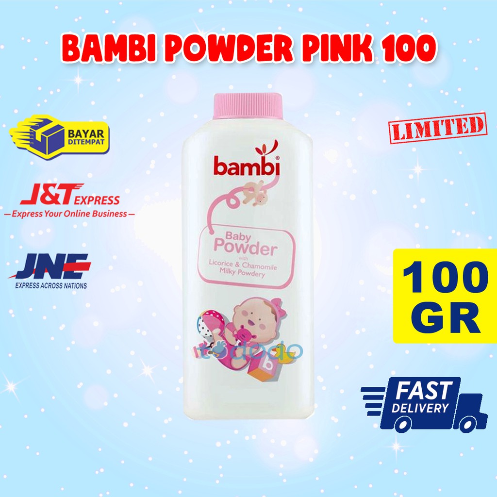 Bambi Powder Pink 100gr - Bedak Tabur Bayi