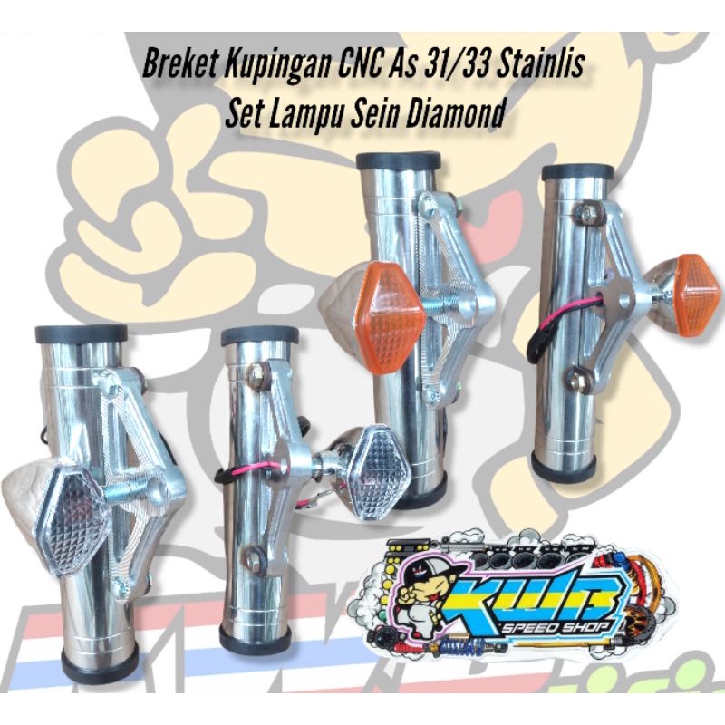 Breket kupingan CNC lampu pesek stainlis stainless as 31 33 set lampu sein diamond cb gl megapro tiger