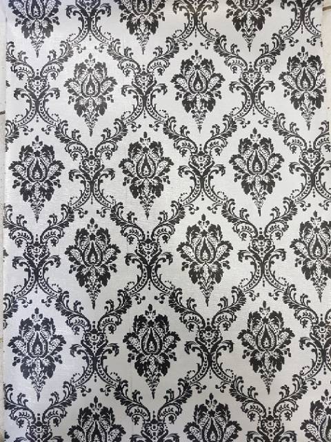 Wallpaper stiker motif batik silver hitam