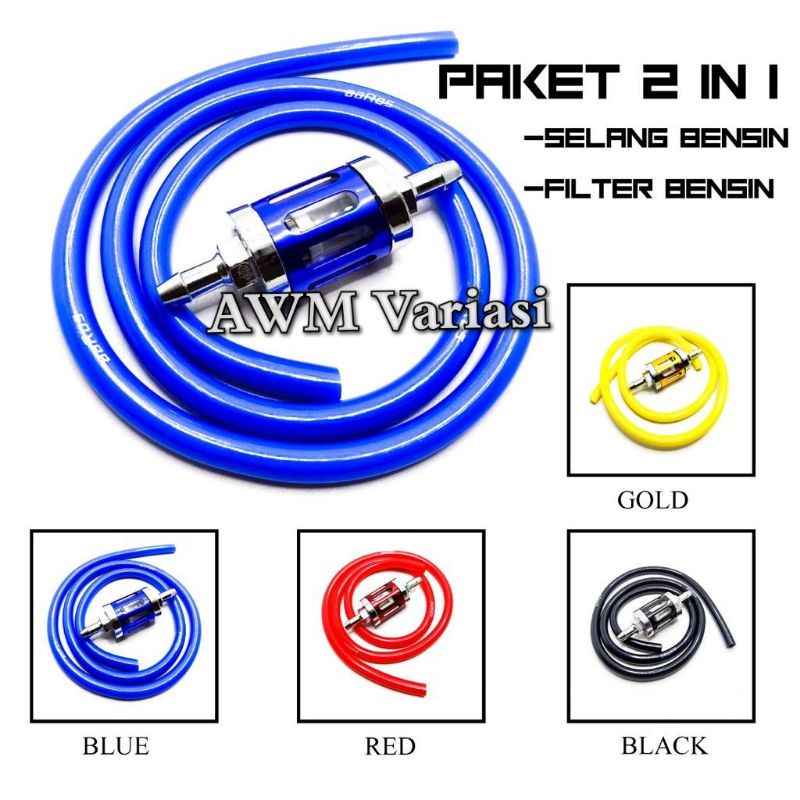 PAKET Selang Bensin Baros + Filter Saringan Bensin Untuk Semua Jenis Motor - Ada 4 warna pilihan