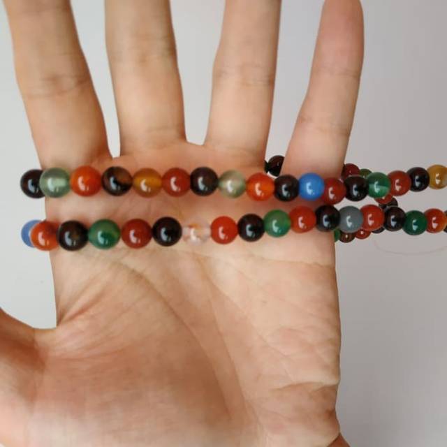 8mm multicolor onyx bahan gelang kalung ready stock rainbow bead bracelet aksesoris rajut tali