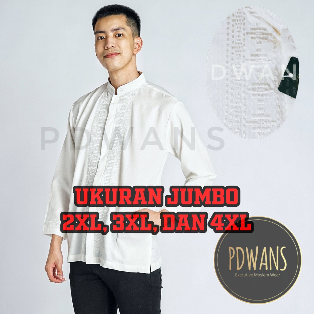 BAJU KOKO Ukuran JUMBO BIG SIZE Lengan Panjang Putih Bordir - RDPJG02JUMBO