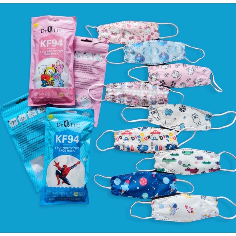 KF 94 DR ITC EMBOS MIX POLOS.MASKER KF94 ANAK DRITC KIDS EVO 4PLY KEMENES PROMO