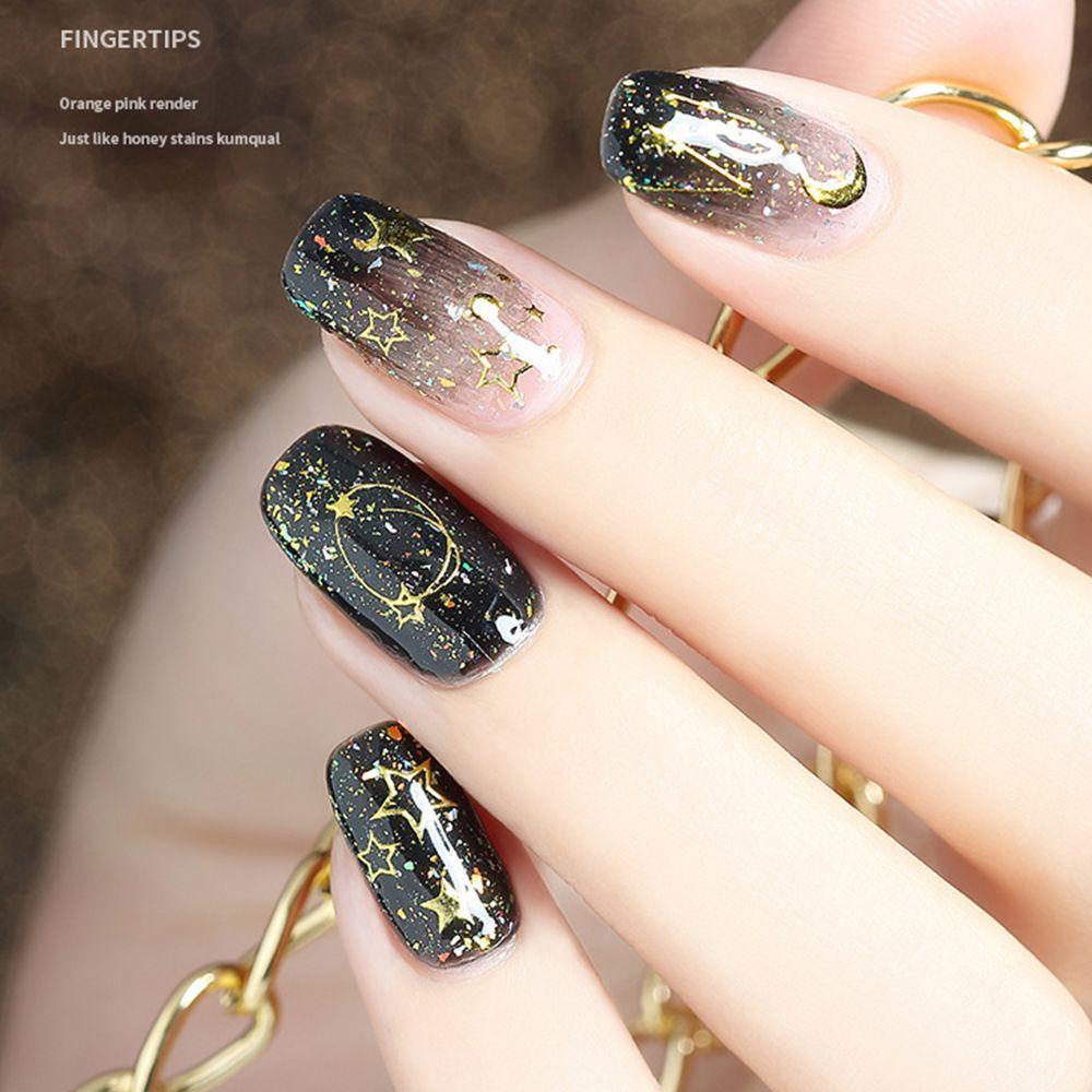 Mxbeauty Stiker Kuku 3D Manicure Tool UV Gel Nail Tips Bronzing Gold Embossed Starry Metal Strip