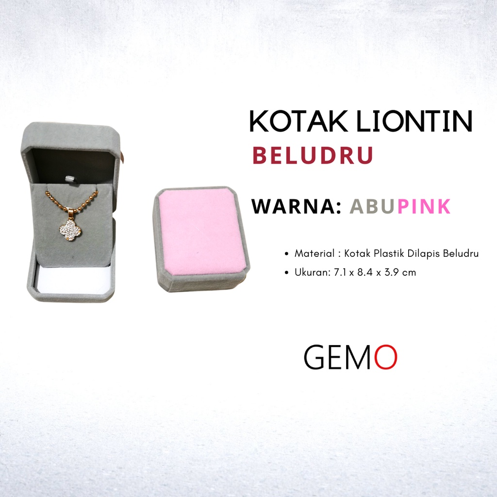 Kotak Perhiasan Warna Abu Pink Beludru Set / Cincin / Liontin / Gelang / Kalung Koye / Jewelry Box Unik Lucu untuk Tempat Wadah Seserahan / Akad Pernikahan / Hantaran Tunangan Harga Paling Murah cocok untuk Aksesoris Emas Berlian/ Perak Permata