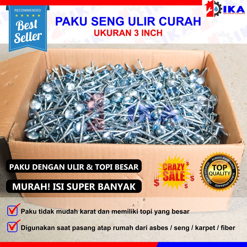 PAKU PAYUNG 3 INCH / 7 CM / PAKU SENG / PAKU ASBES CURAH 8 Kg