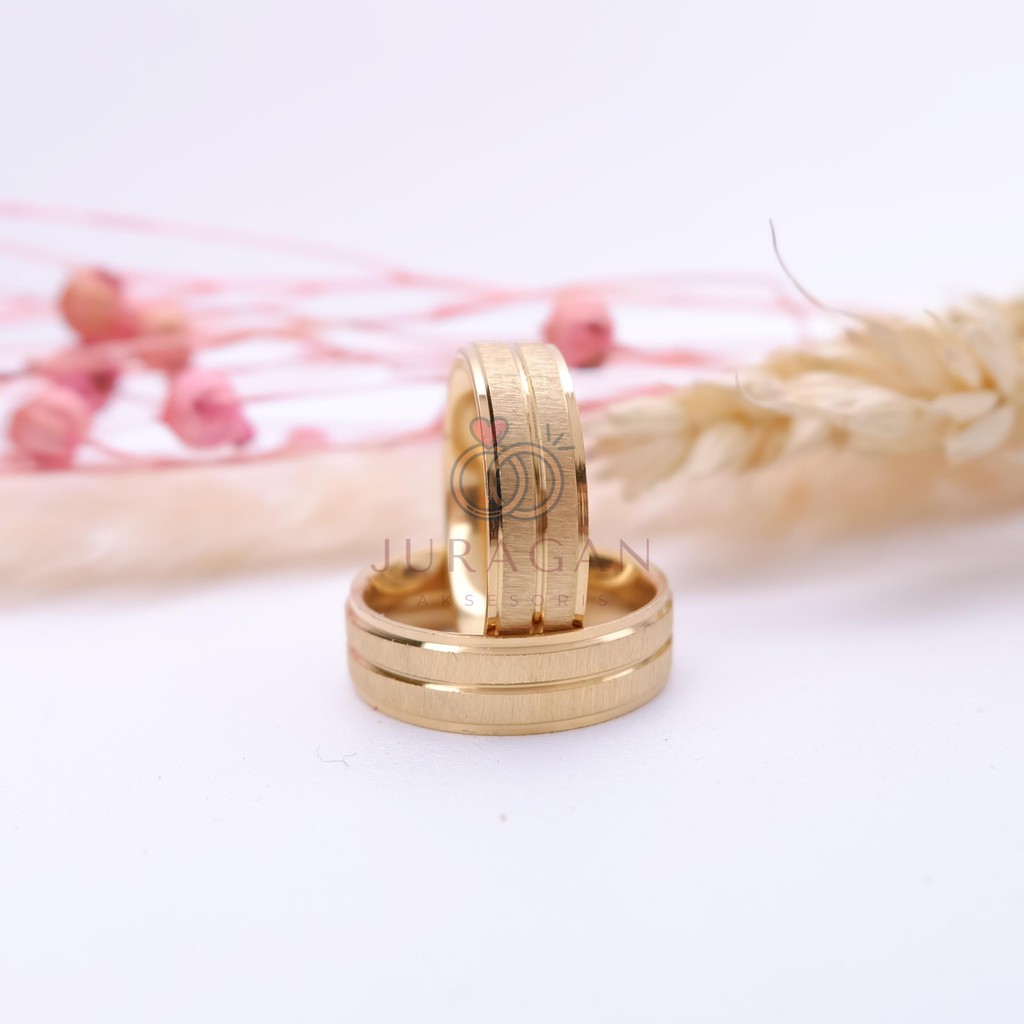 [UKIR NAMA + BOX HATI] Cincin Couple BUCIN Titanium M12 BONUS Gelang Couple