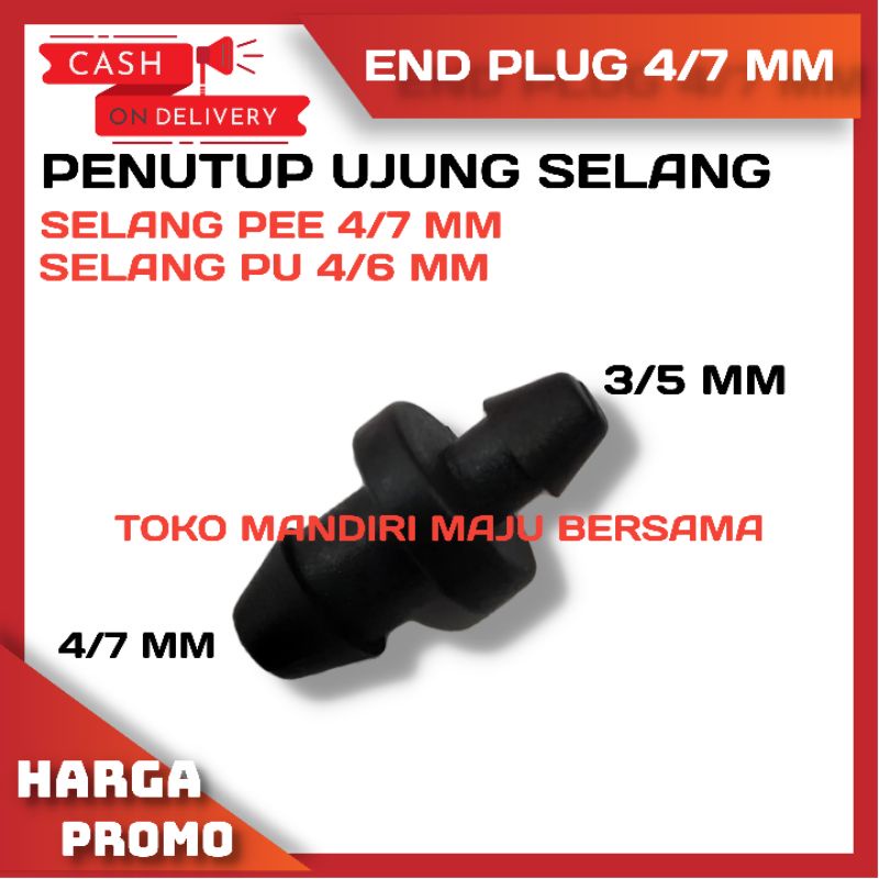 NEPEL END PLUG PENUTUNG SELANG PEE 4/7 MM / DOP HIDROPONIK PEE 4×7 MM