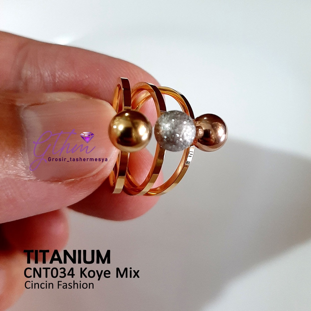 cincin titanium wanita Bola boba keren anti karat CNT034