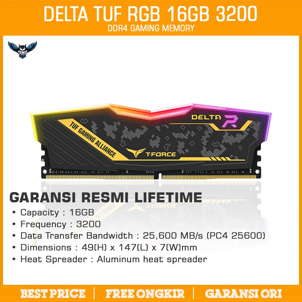 RAM Team T-Force Delta TUF RGB 16GB 3200 (Single) PC DDR4 3200MHz