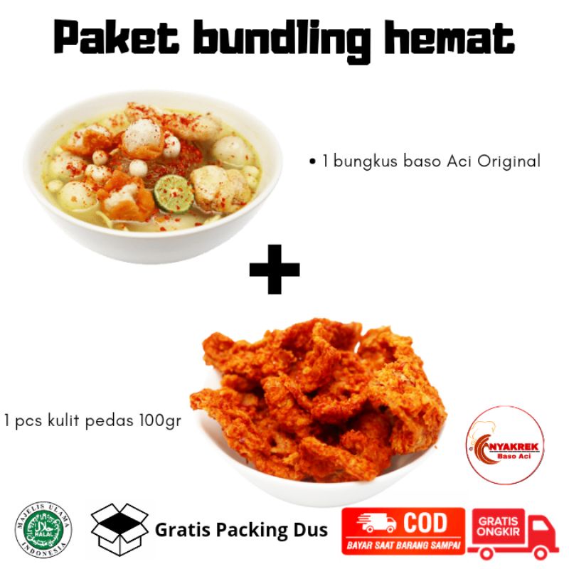 

(Bundling Paket Hemat) Baso Aci Original Nyakrek + kulit pedas 100gr