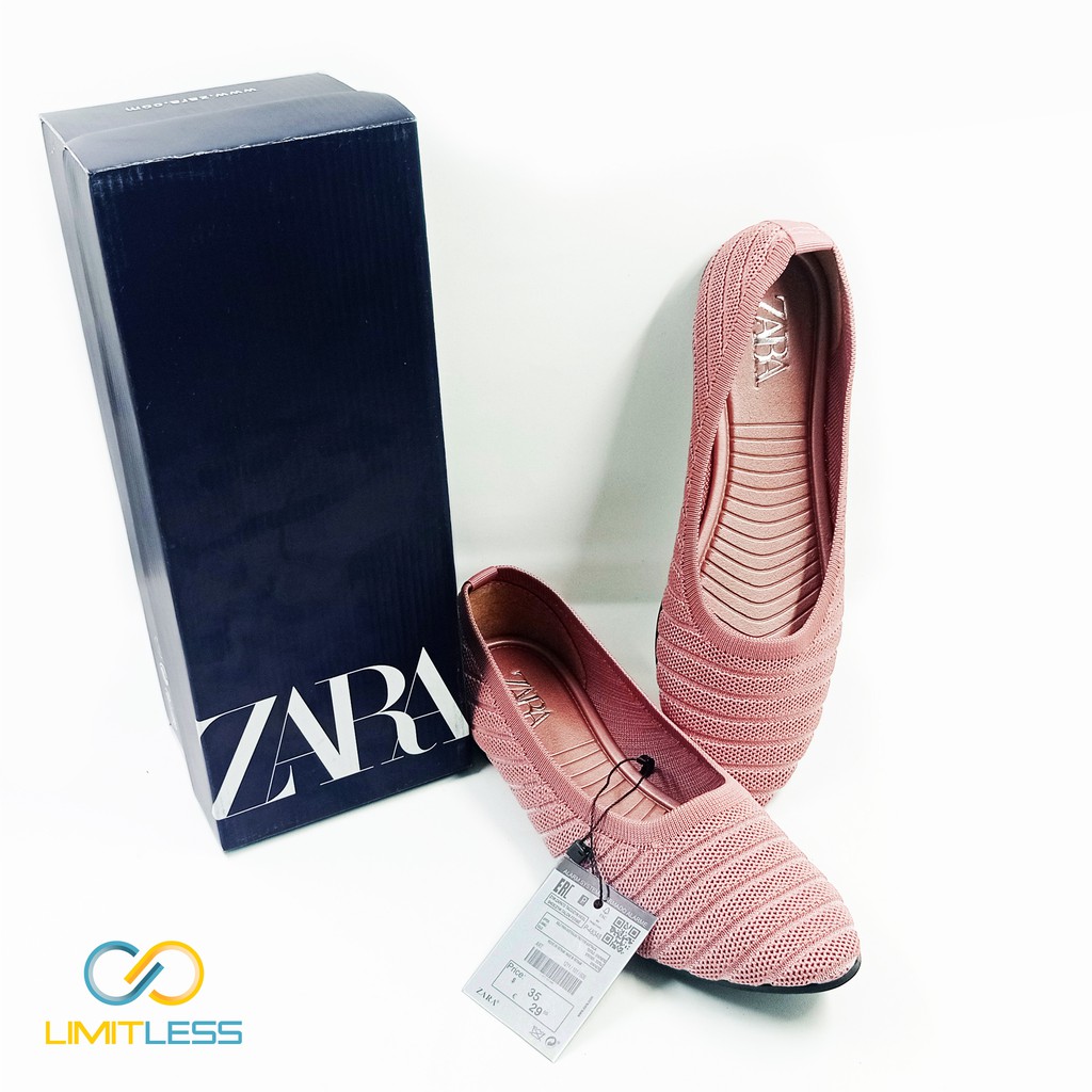 Sepatu Kantor Wanita Zara Laily Flat Shoes Cewek Slip On Fashionable Model Balerina Nyaman Rajut