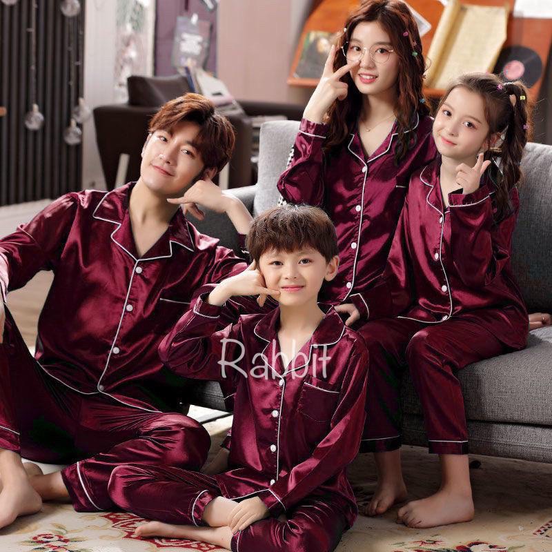 piyama polos MAROON bisa couple family lengan panjang celana panjang / pasangan keluarga