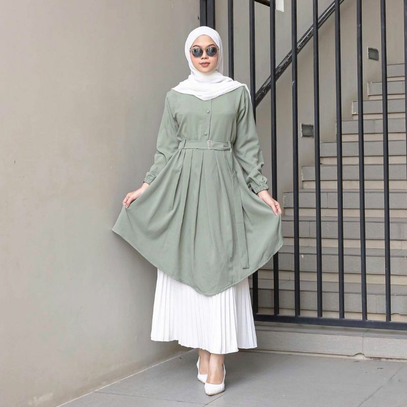 NEDA TUNIK FULL KANCING MOSCREPE // tunik dzuvia/nidia