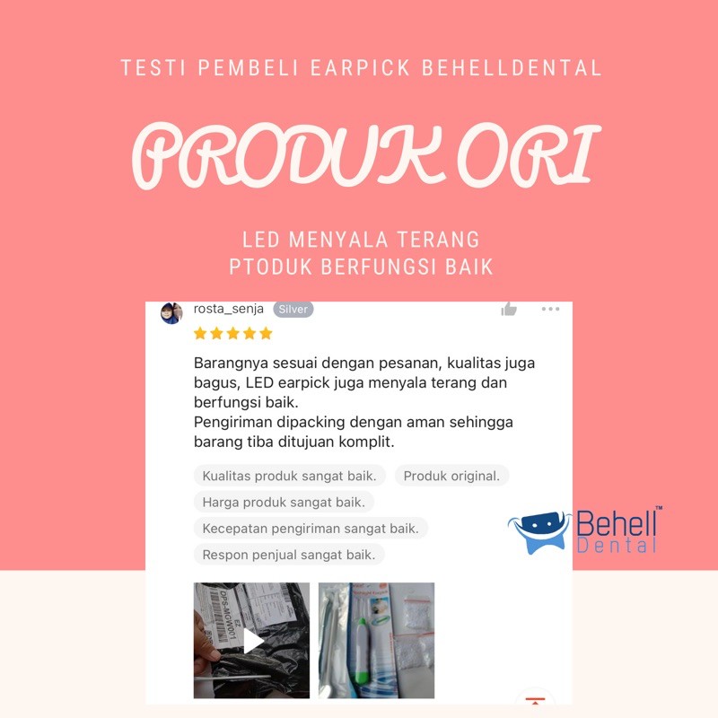 Pembersih telinga earpict Led / earpick korek kuping led