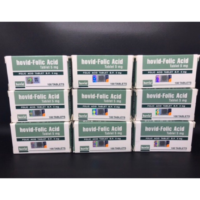 Hovid Folic Acid 5mg 1 box = 100 tablet -READY STOCK-