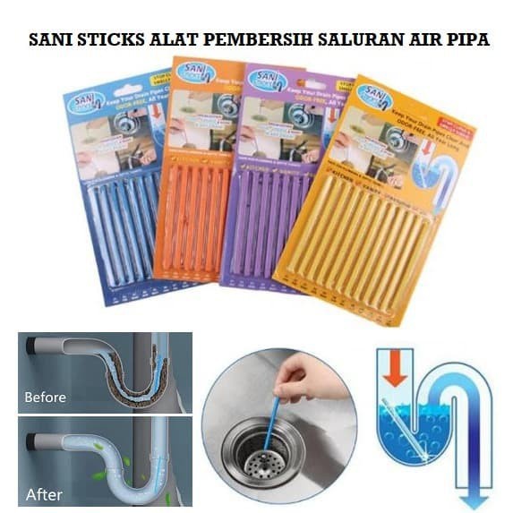 SANI STICK ALAT PEMBERSIH SALURAN AIR PIPA WASTAFEL DRAIN STICKS WC