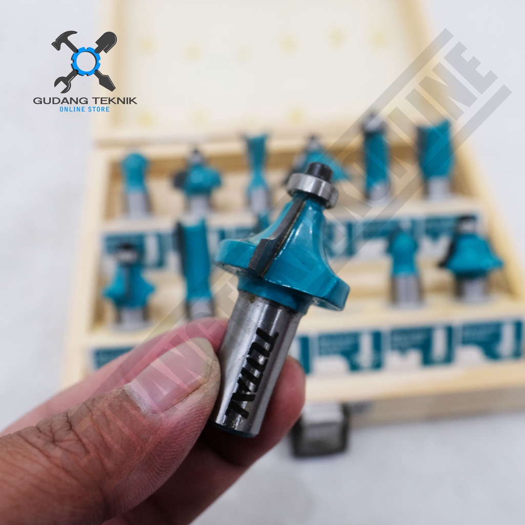 Mata Profil Kayu 1 Set 12pcs 12mm TOTAL TACSR2121 / Router Bit 1 Set 12 Pcs TACSR 2121 - Mata Trimmer